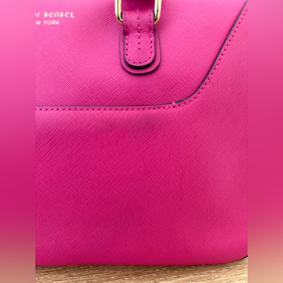 Henri Bendel Large West 57th Satchel Fuchsia Pink Saffiano Leather Crossbody Bag - Picture 7 of 16